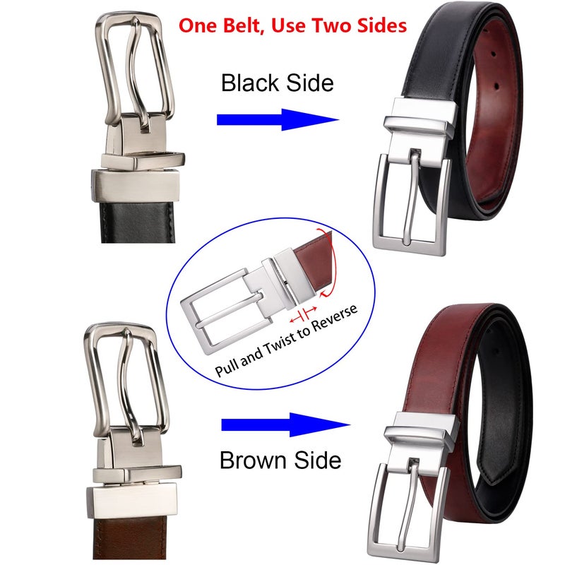 Lavemi Mens Belt Reversible 100% Italian Leather Dress Casual,One Reverse for 2 Colors,Trim to Fit(21863-4 120) - Image 4
